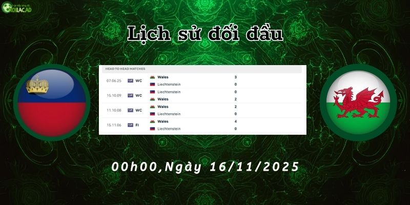 Lịch sử đối đầu Liechtenstein vs Wales Lịch sử đối đầu Liechtenstein vs Wales
